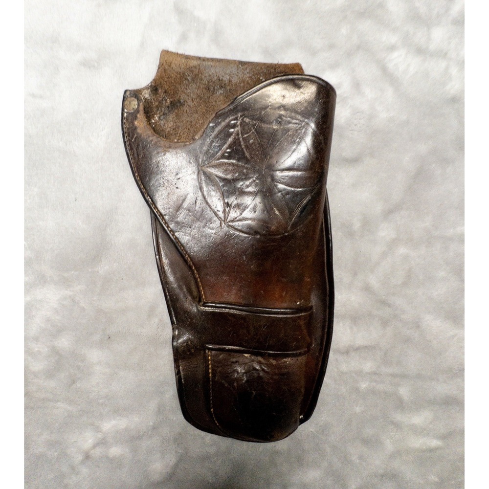 Vtg Handmade Brown Leather Holster 6.5"